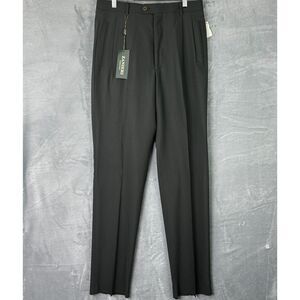 zanieri zignone super 100 dress pants mens green unhemmed‎ trousers size 32x37.5